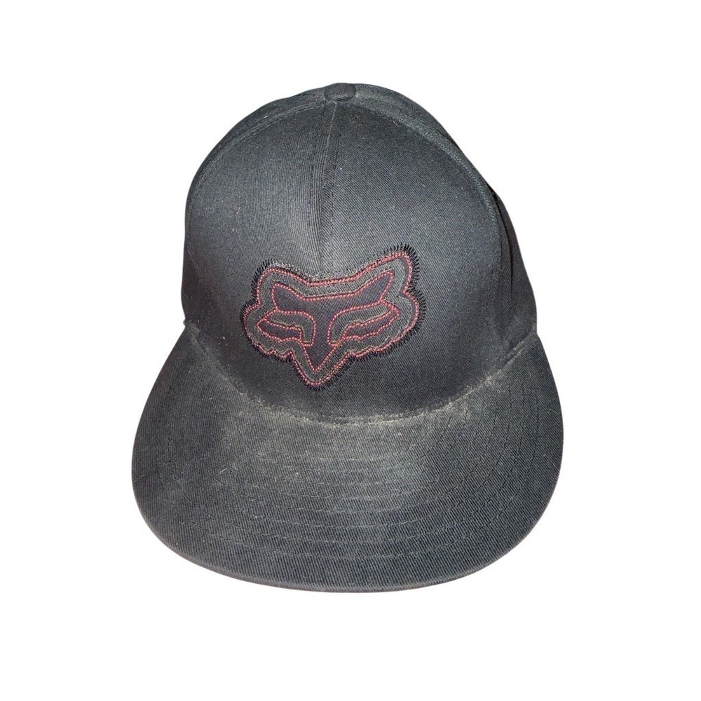 Fox Racing Flexfit Fitted Baseball Cap Mens Size S/M Black Red Logo Y2K hat moto